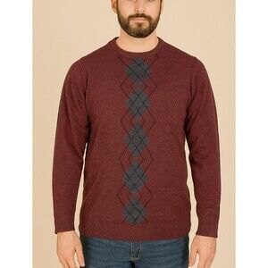 Geoffrey Beene burgundy argyle soft sweater long sleeve dress SZ M